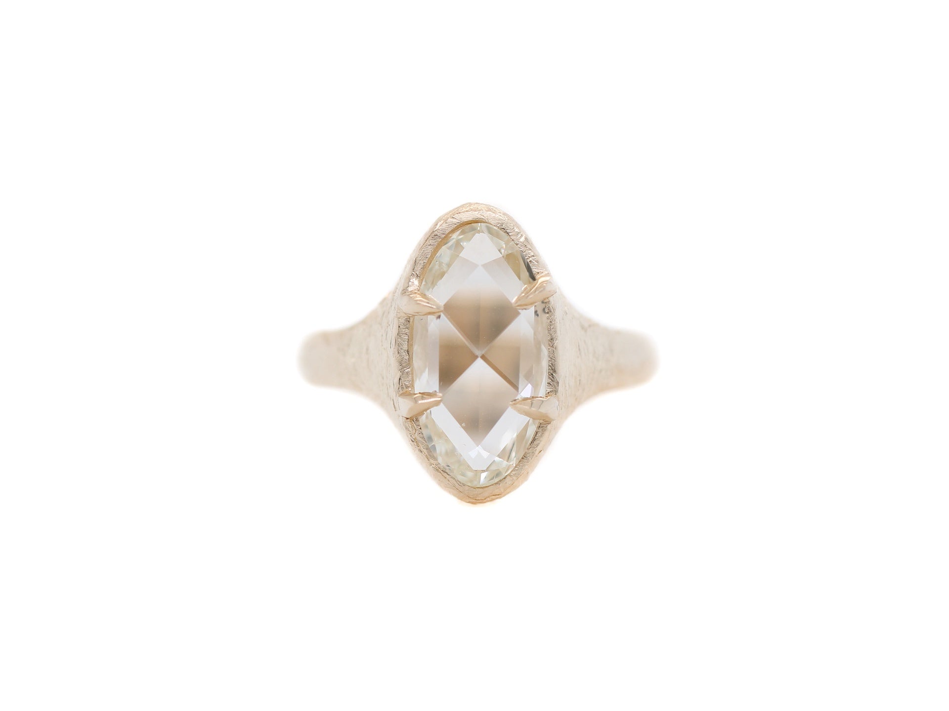 2.12ct Moval Rose Cut Diamond Ring