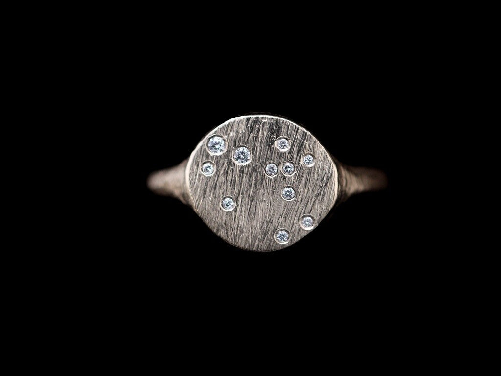 Round Diamond Signet Ring