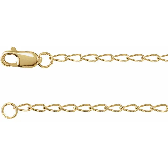 1.6 mm Elongated Curb 20" Chain