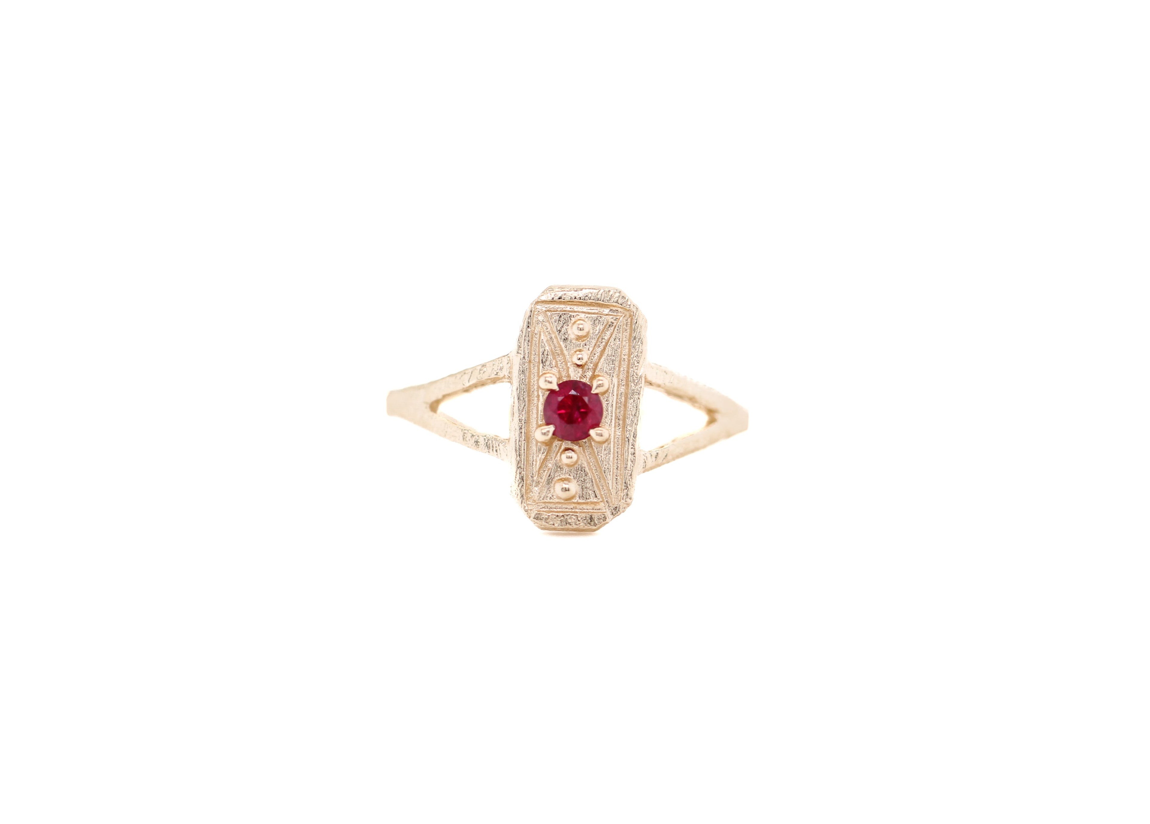 Ruby Mini Shield Ring