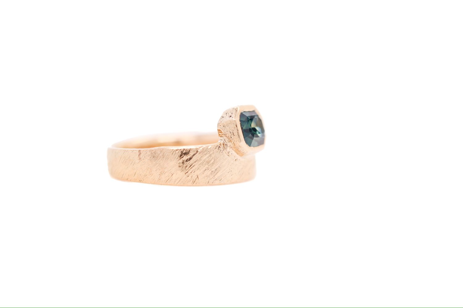 1.37 Carat Blue Green Sapphire Ring