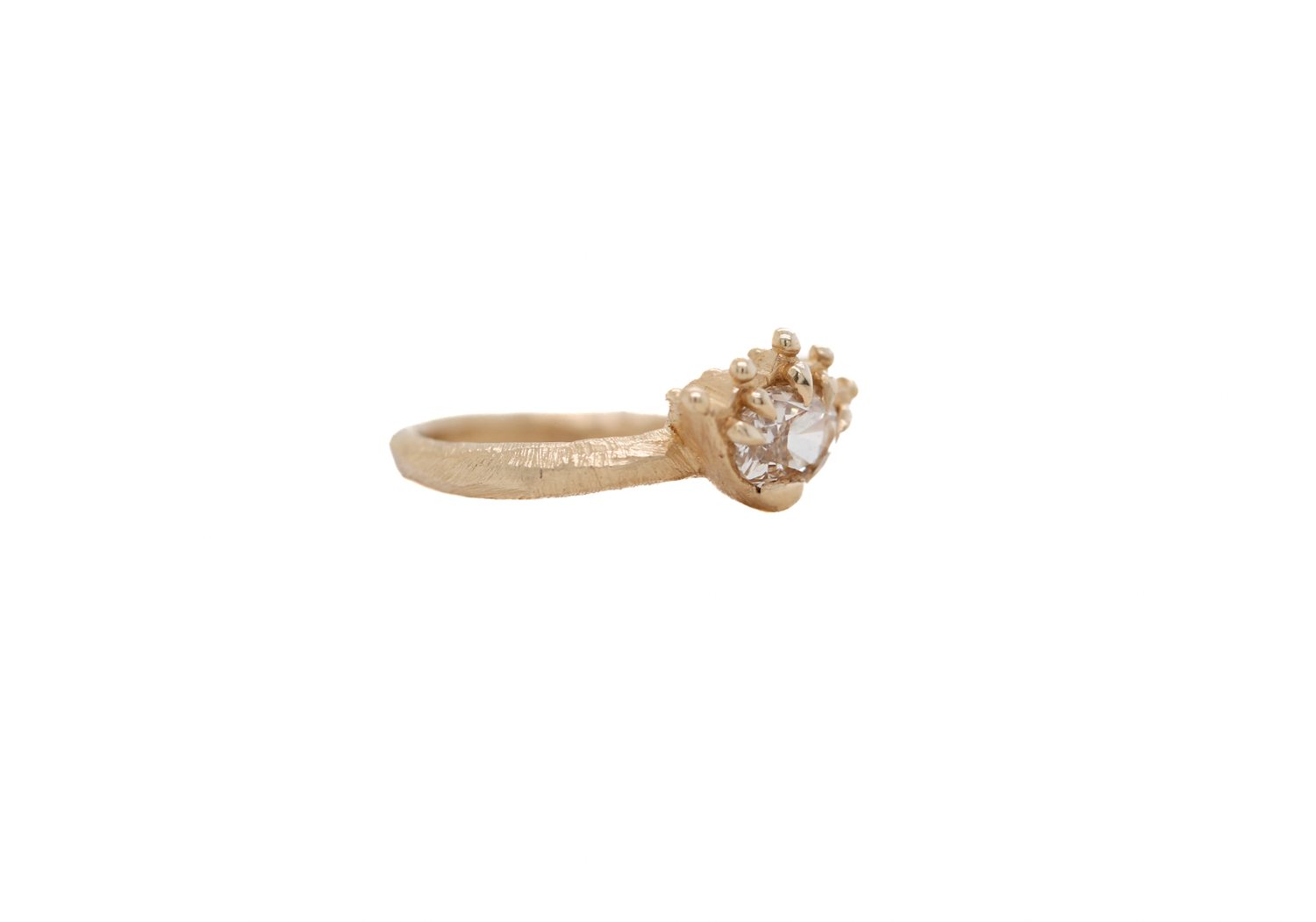 1.02 Carat Oval Champagne Diamond Crown Ring