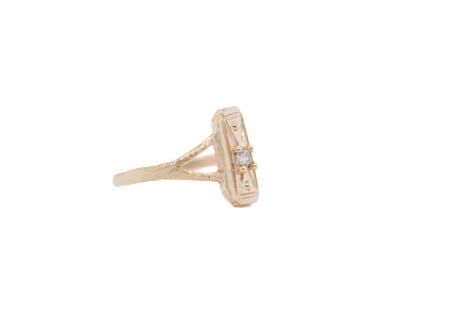 0.10 Carat Champagne Diamond Mini Shield Ring