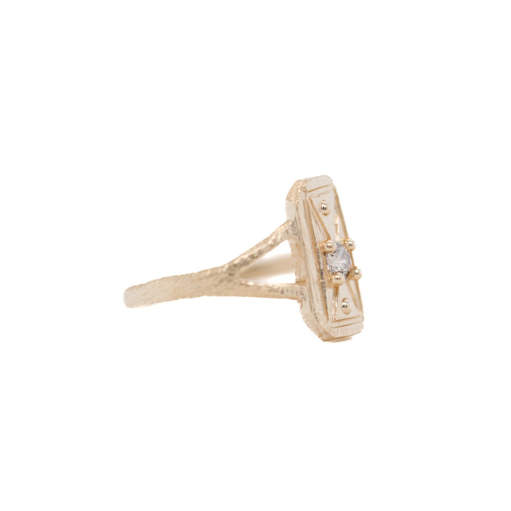 0.10 Carat Champagne Diamond Mini Shield Ring