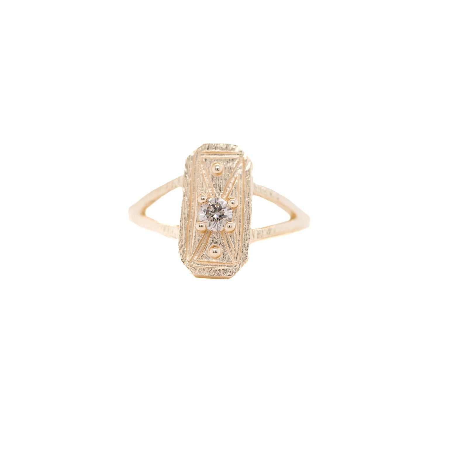 0.10 Carat Champagne Diamond Mini Shield Ring