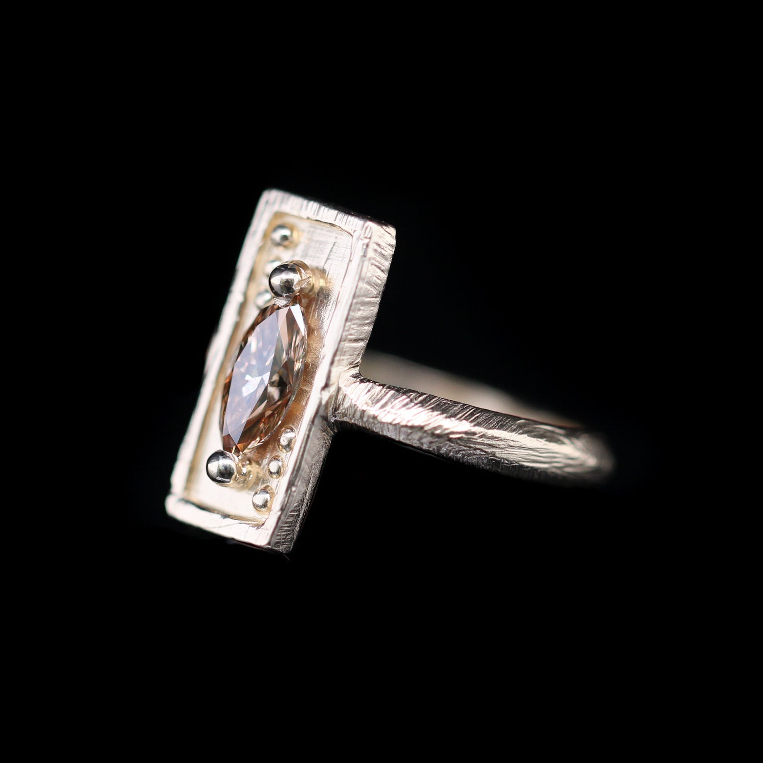 0.63 Carat Marquise Champagne Diamond Card Ring