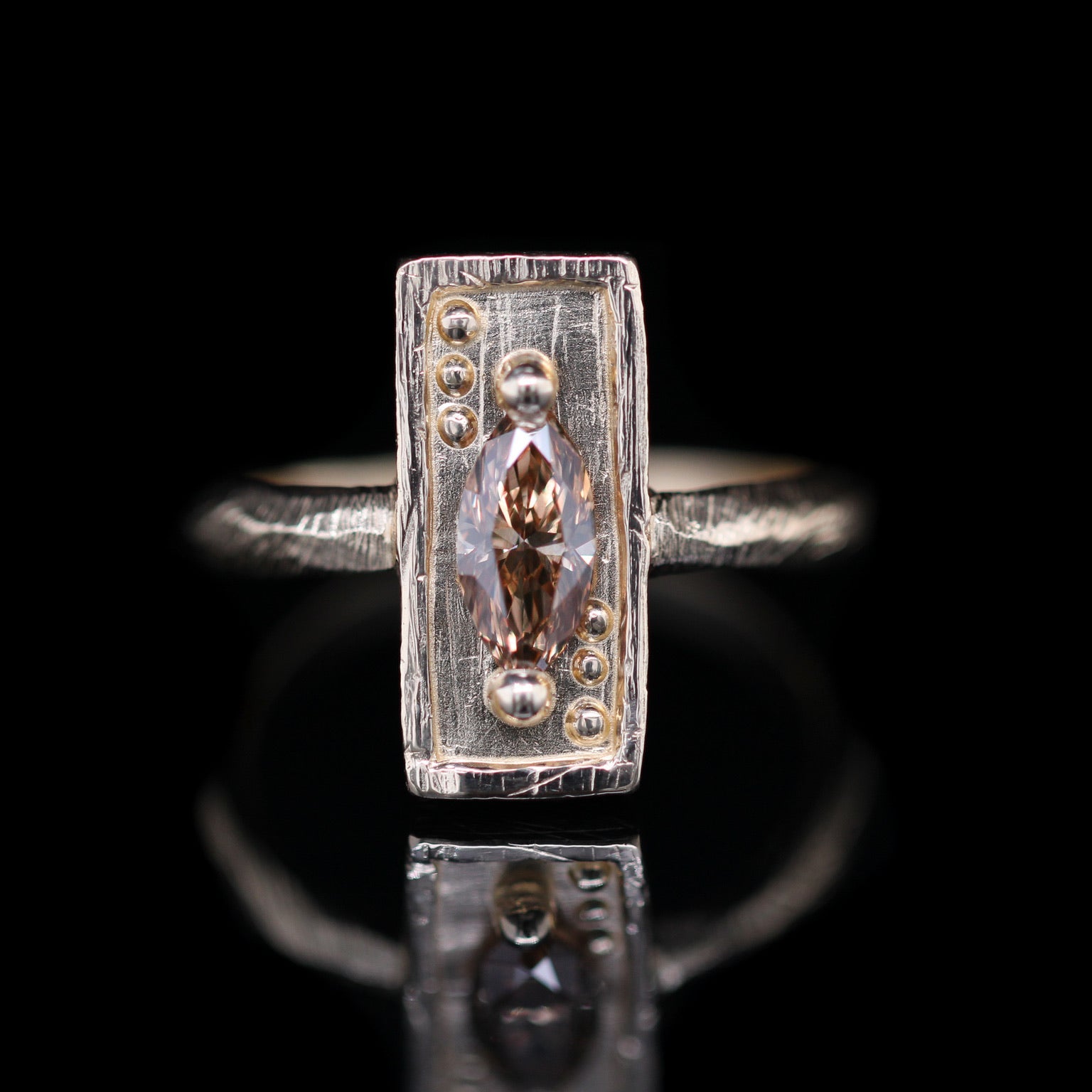 0.63 Carat Marquise Champagne Diamond Card Ring