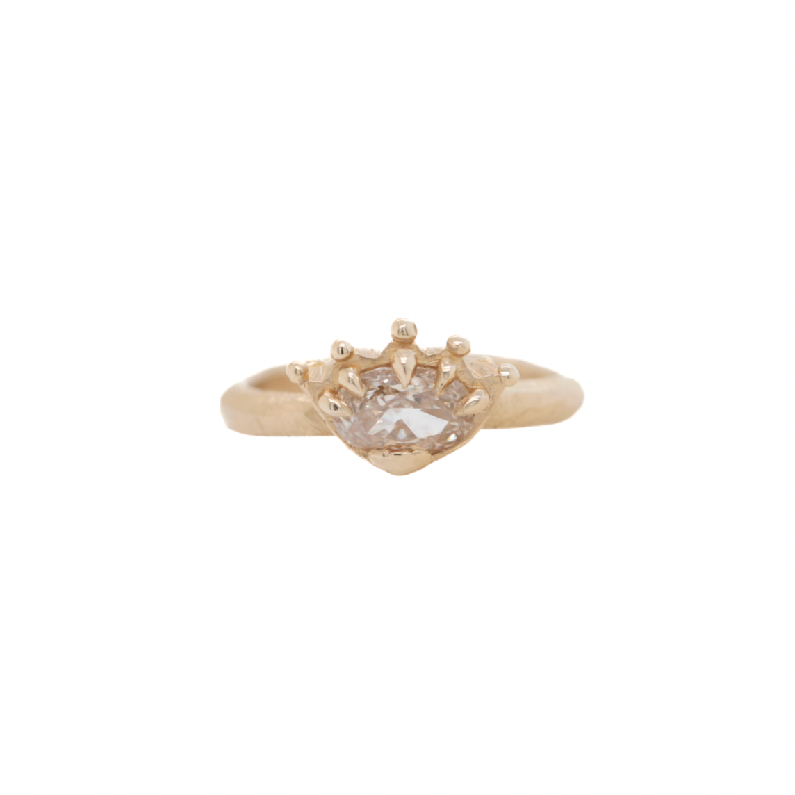1.02 Carat Oval Champagne Diamond Crown Ring