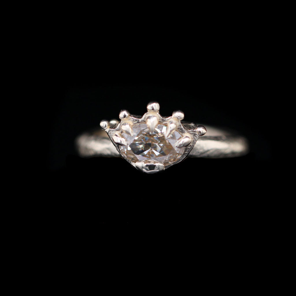 1.02 Carat Oval Champagne Diamond Crown Ring