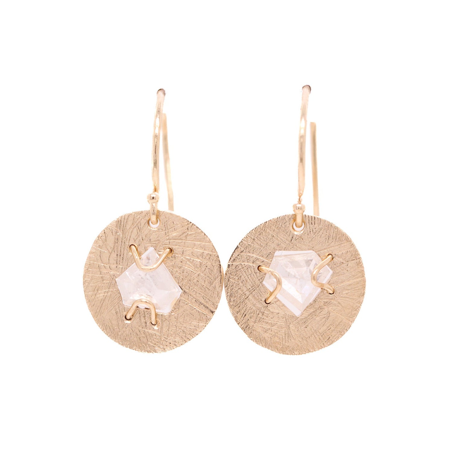 1.27ct diamond drop disc earrings in 18k yellow gold by universal deco