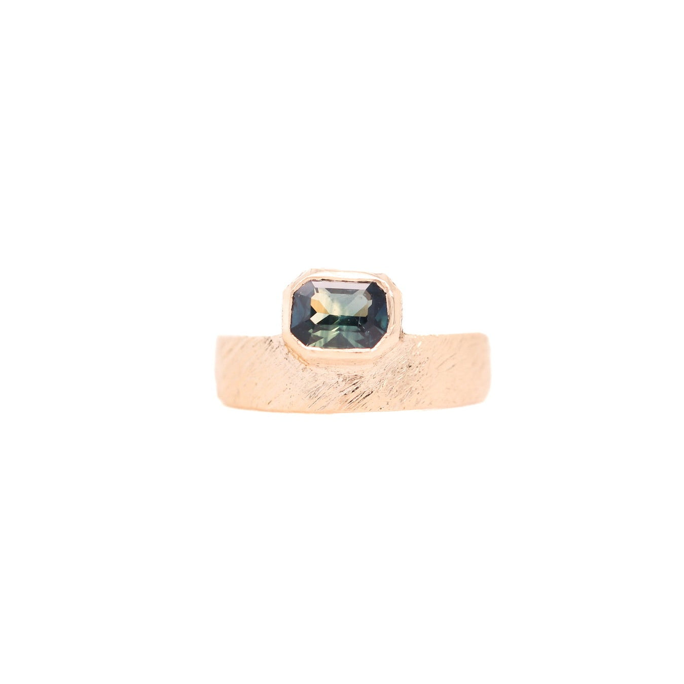 1.37 Carat Blue Green Sapphire Ring