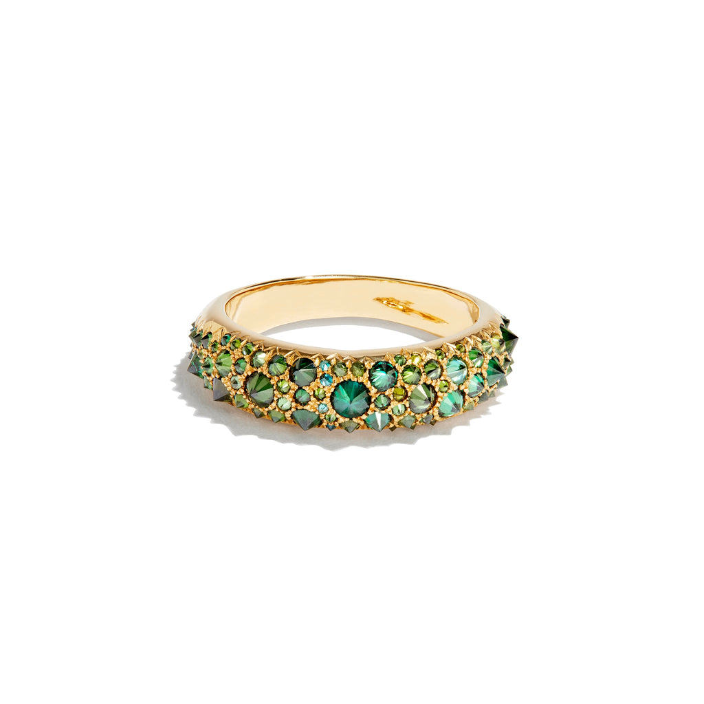 BARBED GREEN DIAMOND DUOMO RING - 18ky