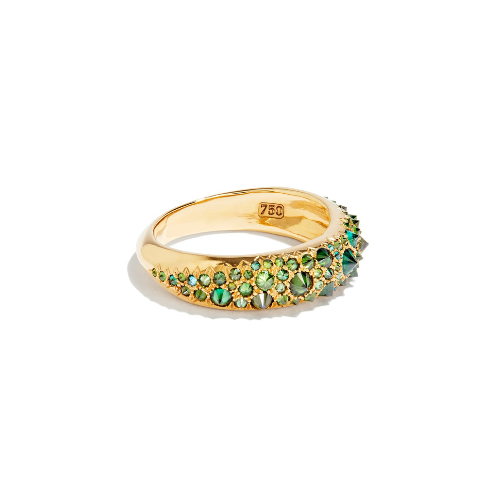 BARBED GREEN DIAMOND DUOMO RING - 18ky