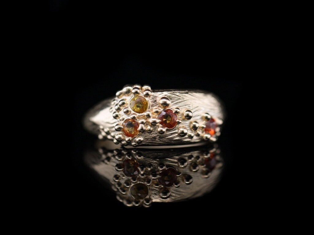 Orange Ombré Sapphire Constellation Ring