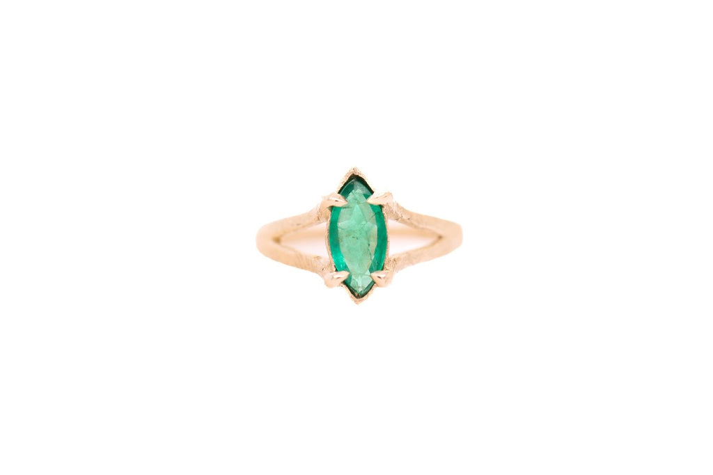 0.9 Carat Marquise Emerald Ring