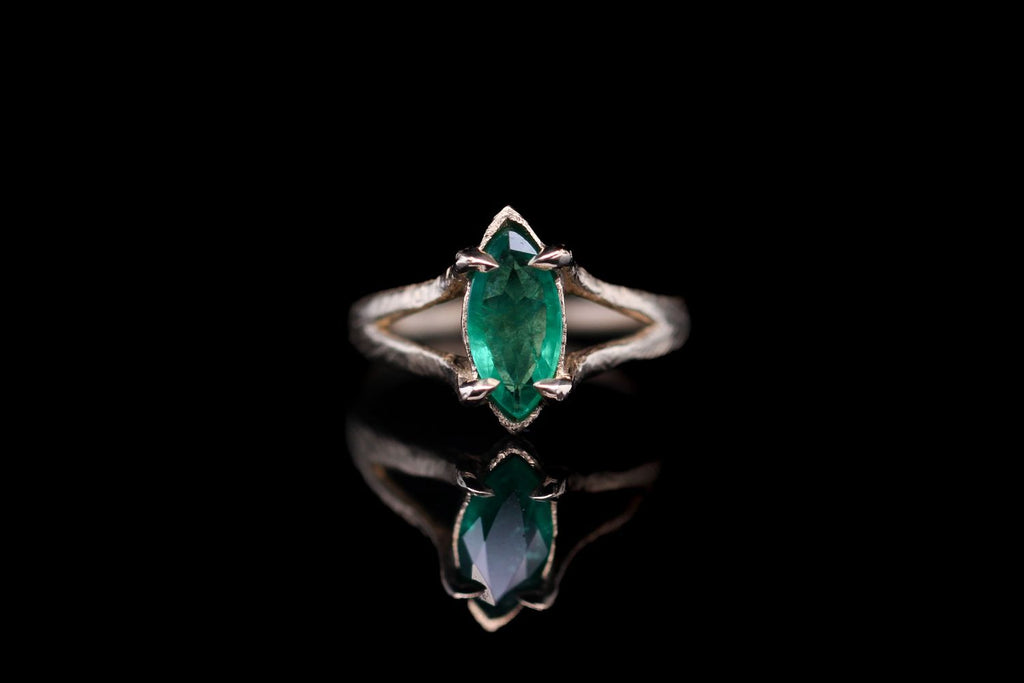 0.9 Carat Marquise Emerald Ring