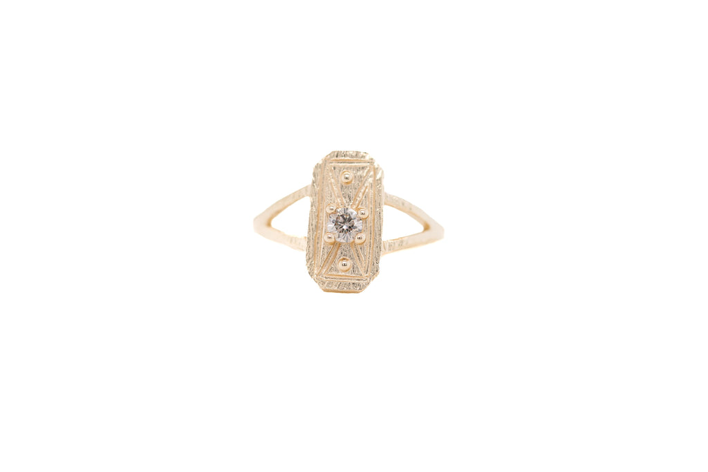 0.10 Carat Champagne Diamond Mini Shield Ring