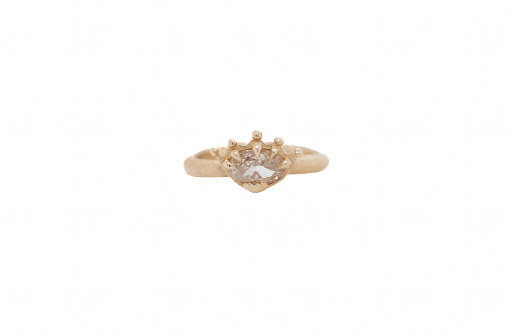 1.02 Carat Oval Champagne Diamond Crown Ring