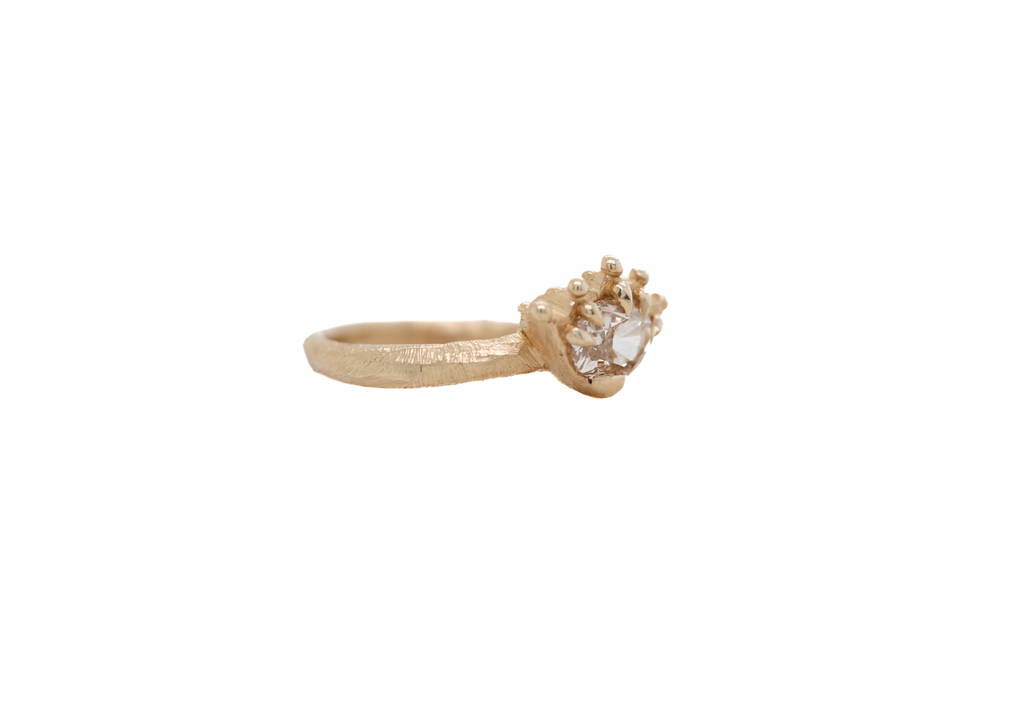 1.02 Carat Oval Champagne Diamond Crown Ring