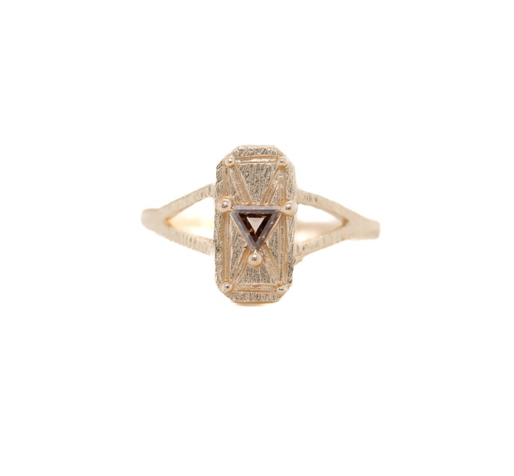 0.18 Carat Champagne Diamond Mini Shield Ring