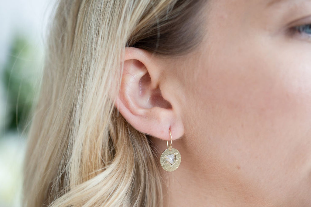 1.27ct Diamond Drop Disc Earrings