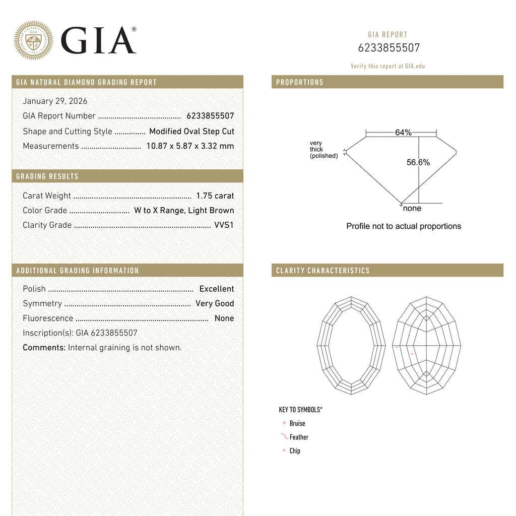 1.75ct 10.87x5.87x3.32mm GIA VVS1 W-X Geo Oval Step Cut 🇿🇦 27520-01