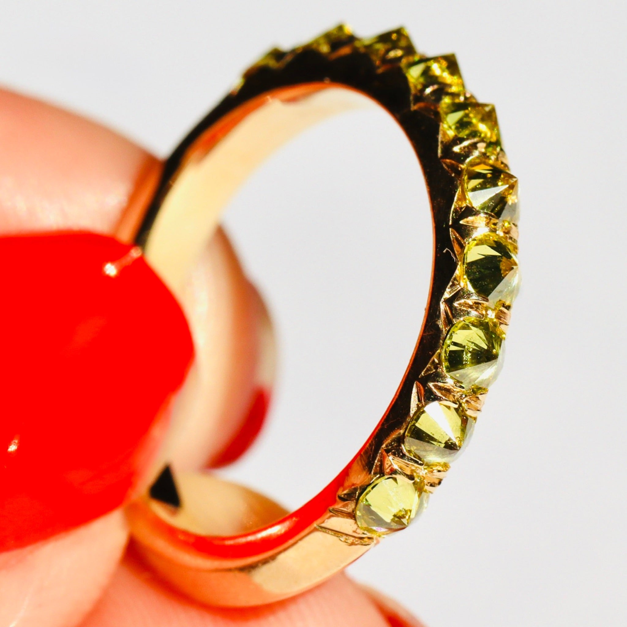 Barbed Yellow Diamond Half Eternity Ring - 18ky