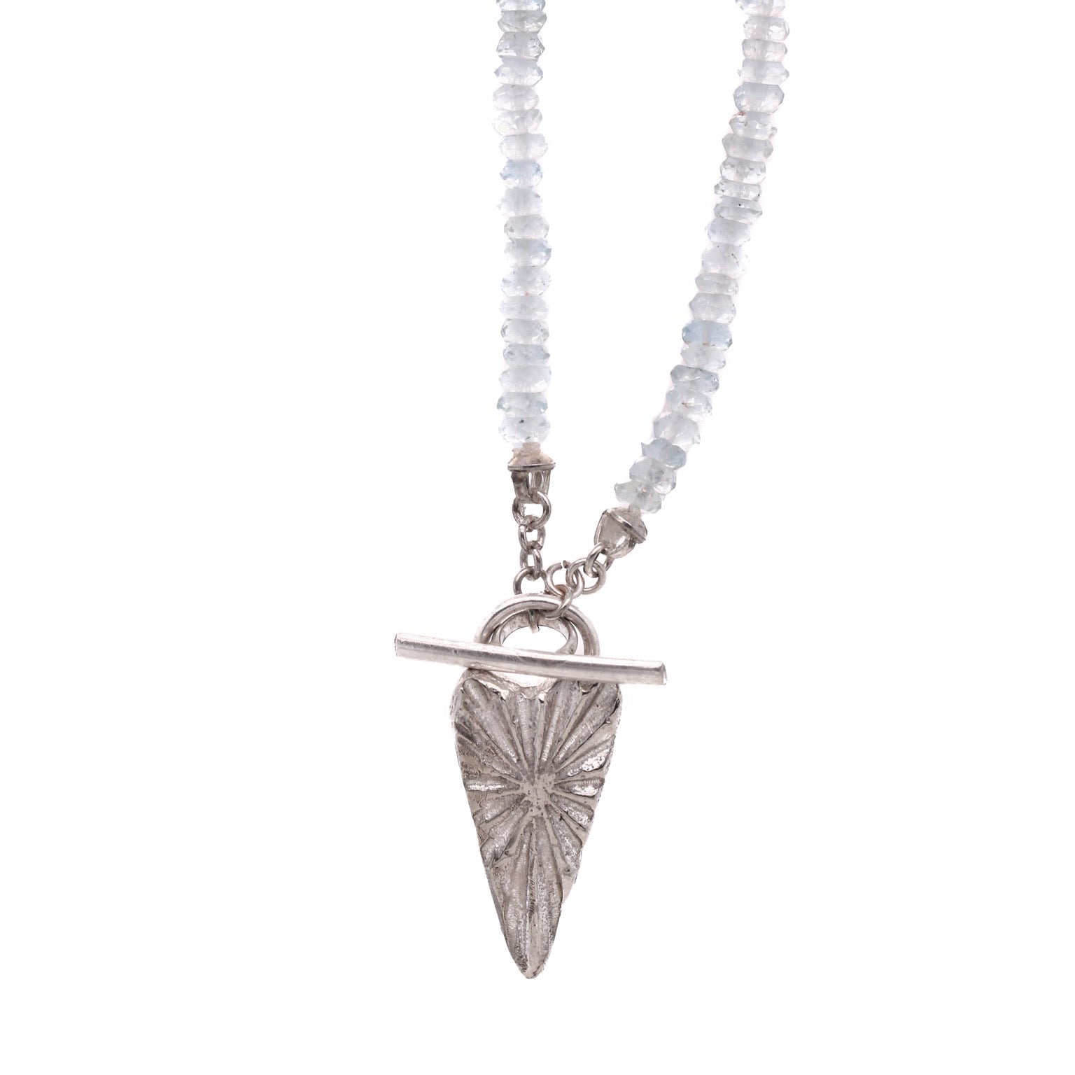 Aquamarine Amulet Token Sterling Pendant Necklace