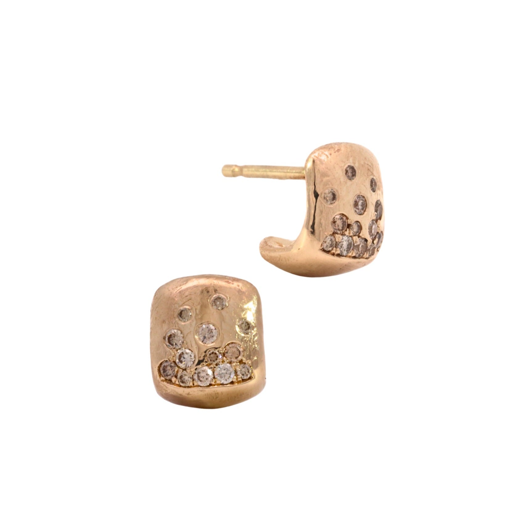 BOX Earrings - 14K Gold + Pavé