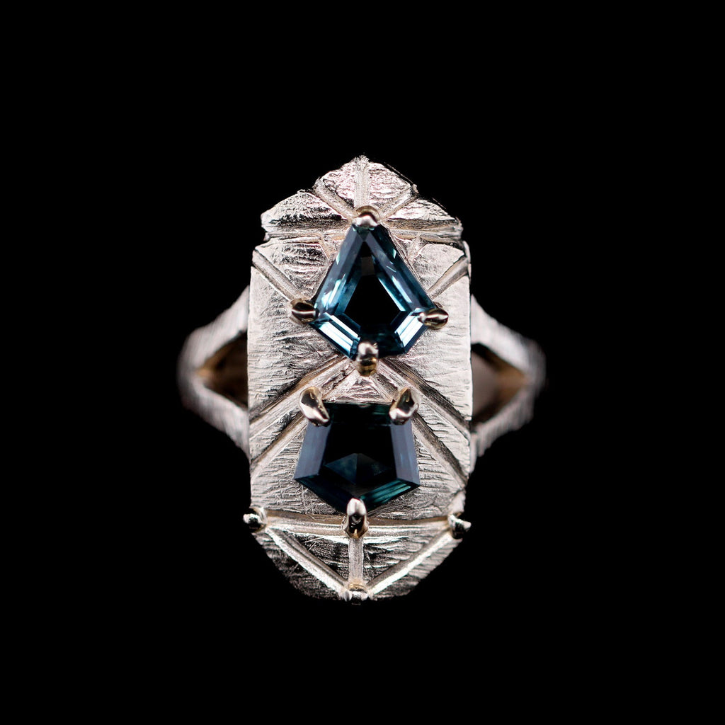Blue Sapphire Shield Ring