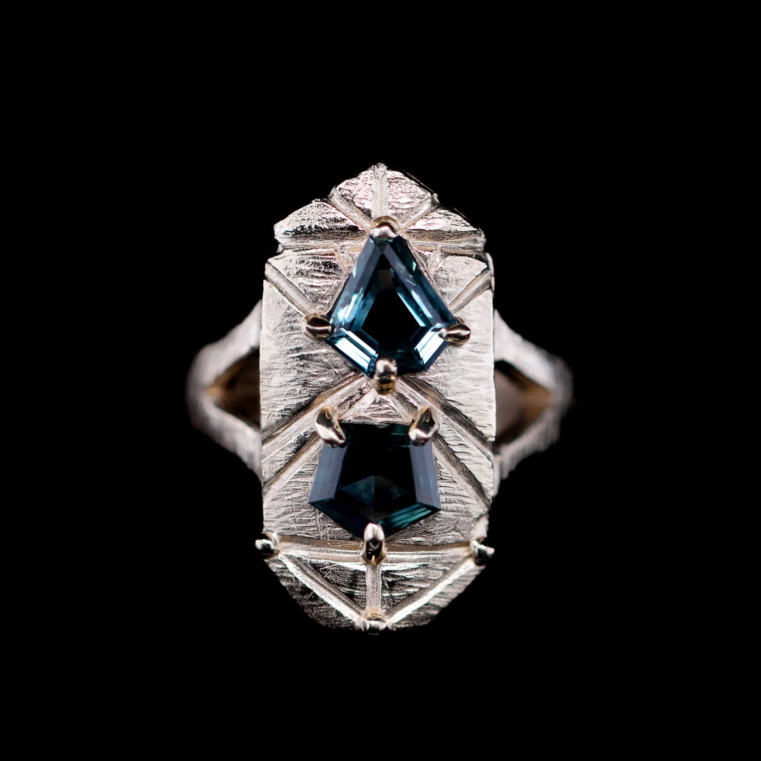 Blue Sapphire Shield Ring