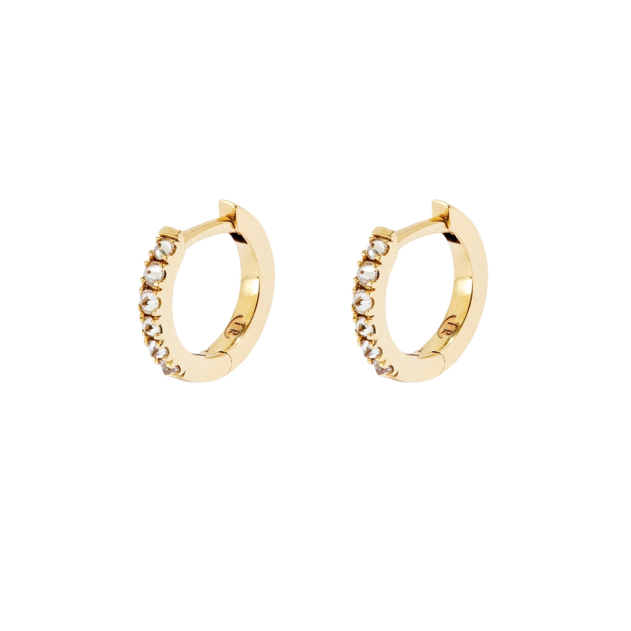 TINY BARBED DIAMOND HOOPS - 14ky