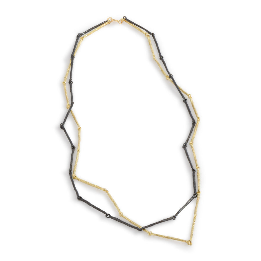 THE MYSTIC necklace: 18k Yellow Gold, Blackened Sterling Silver