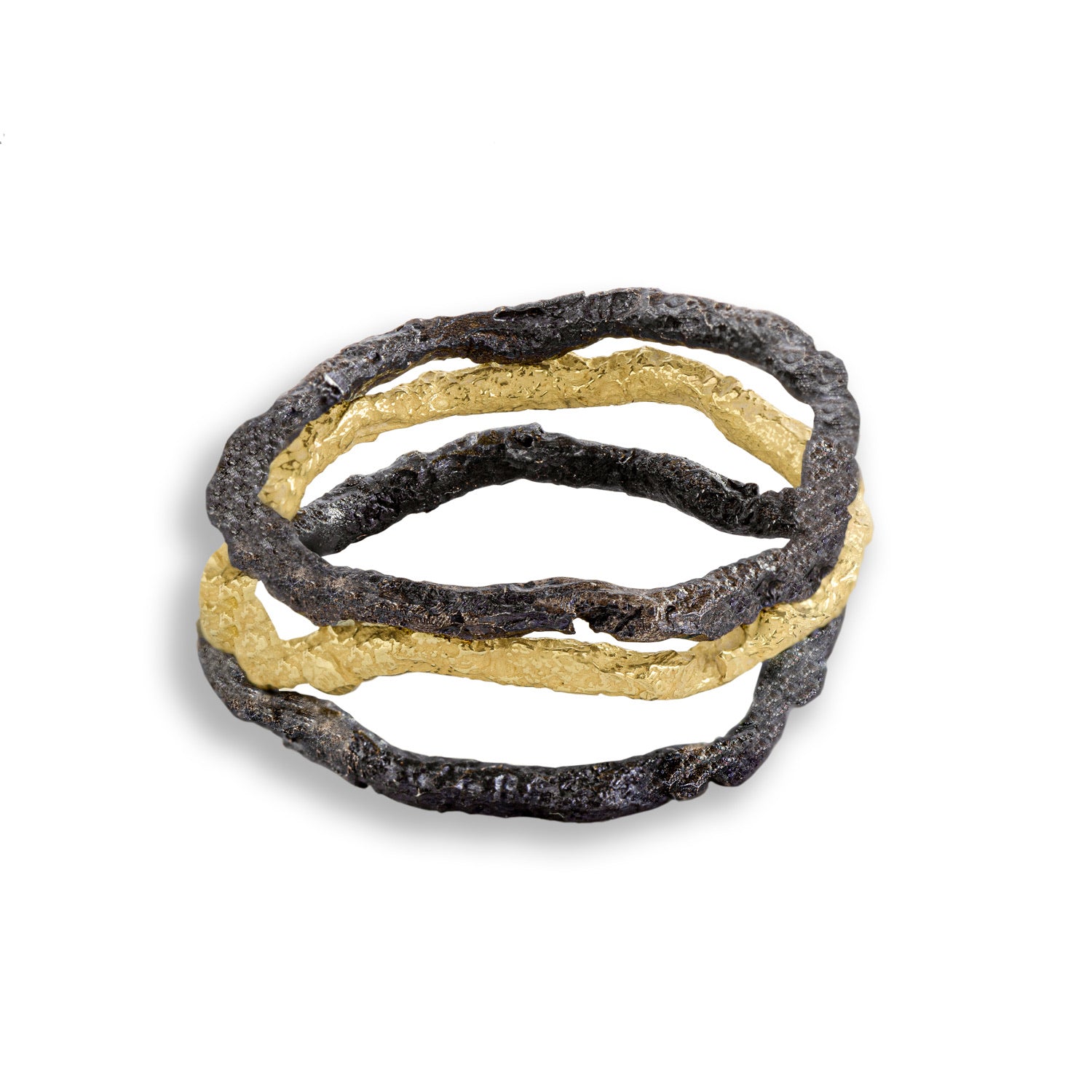 NOVEMBER'S MOON ring: 18k Yellow Gold, Blackened Sterling Silver