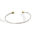MAGIA! Open bracelet: Sterling Silver, 18k Yellow Gold, 2 White Diamonds (1.5 mm)