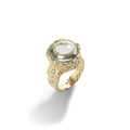 THESAN ring: 18k Yellow Gold, Aquamarine, 1 White Diamond (2 mm)
