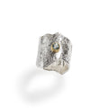 MAGIA! ring: Sterling Silver, 18k Yellow Gold Bezel, Aquamarine