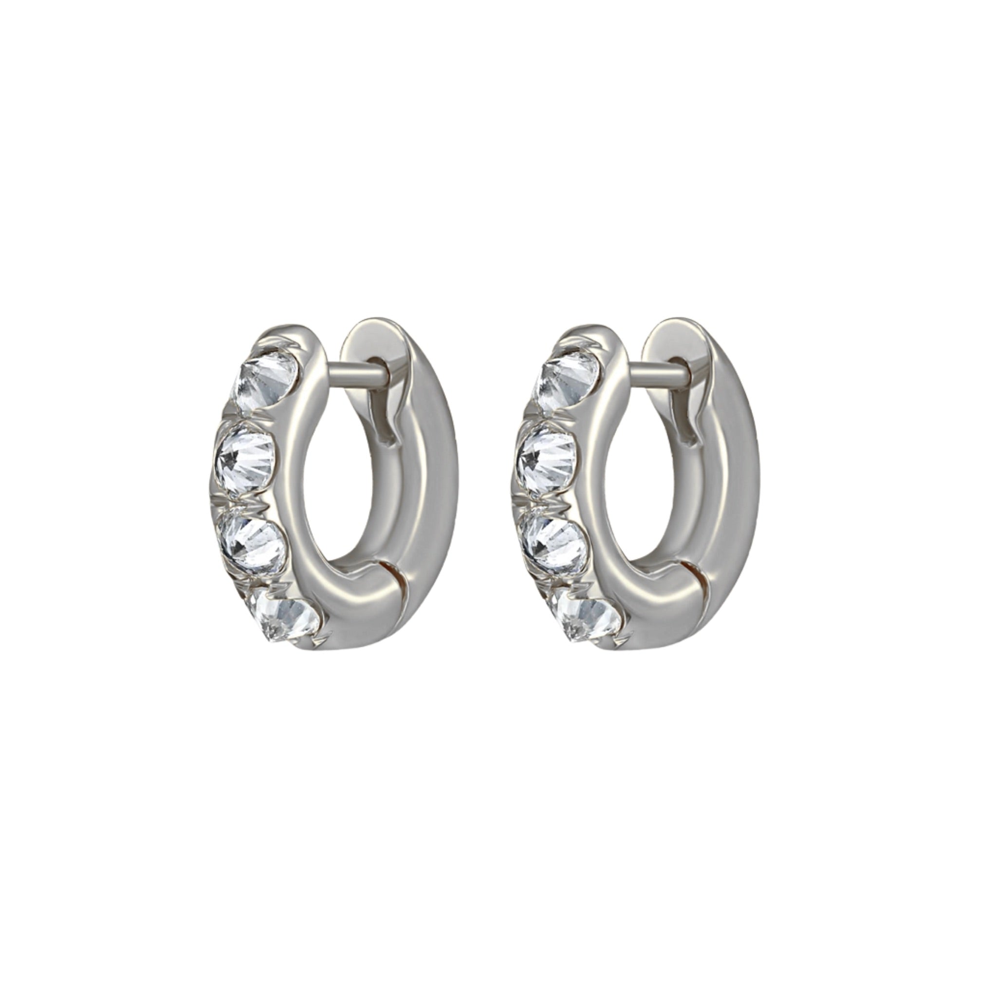 CHUNKY BARBED DIAMOND HUGGIE HOOPS