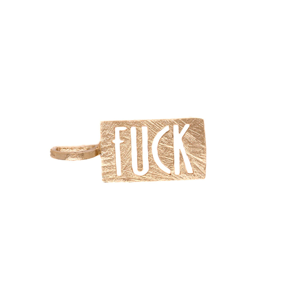f*ck pendant in 18kt yellow gold by universal deco