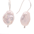 Flat Baroque Fresh Water Pearl Earrings Sterling Silver