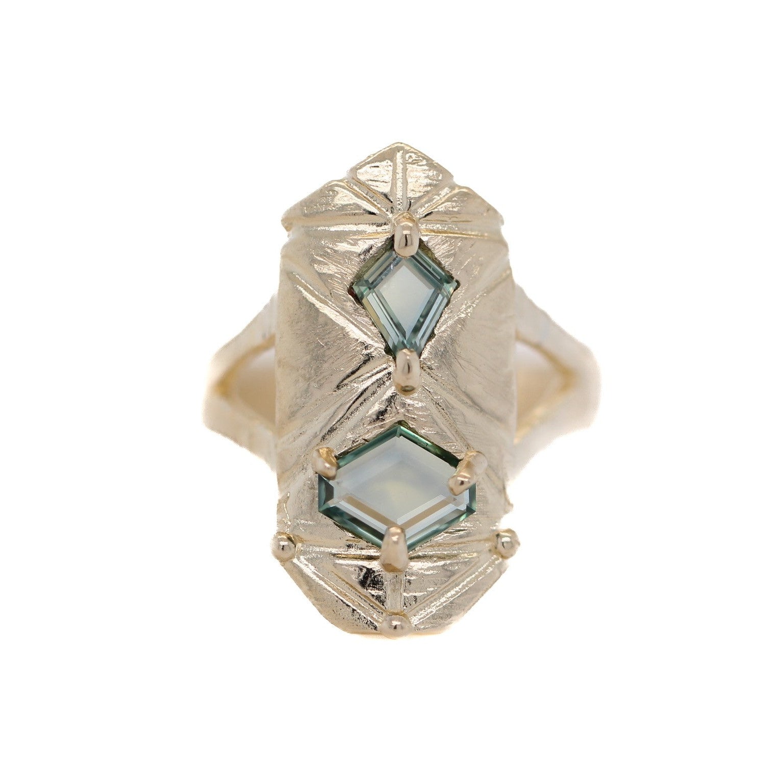 Green Sapphire Shield Ring