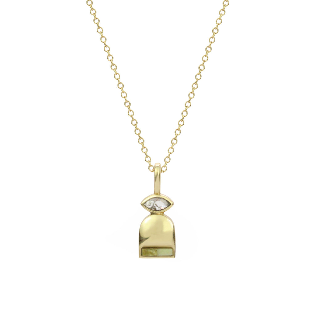 Rhea Inlay Necklace - Salt and Pepper, Serpantine, Jasper (Yellow)