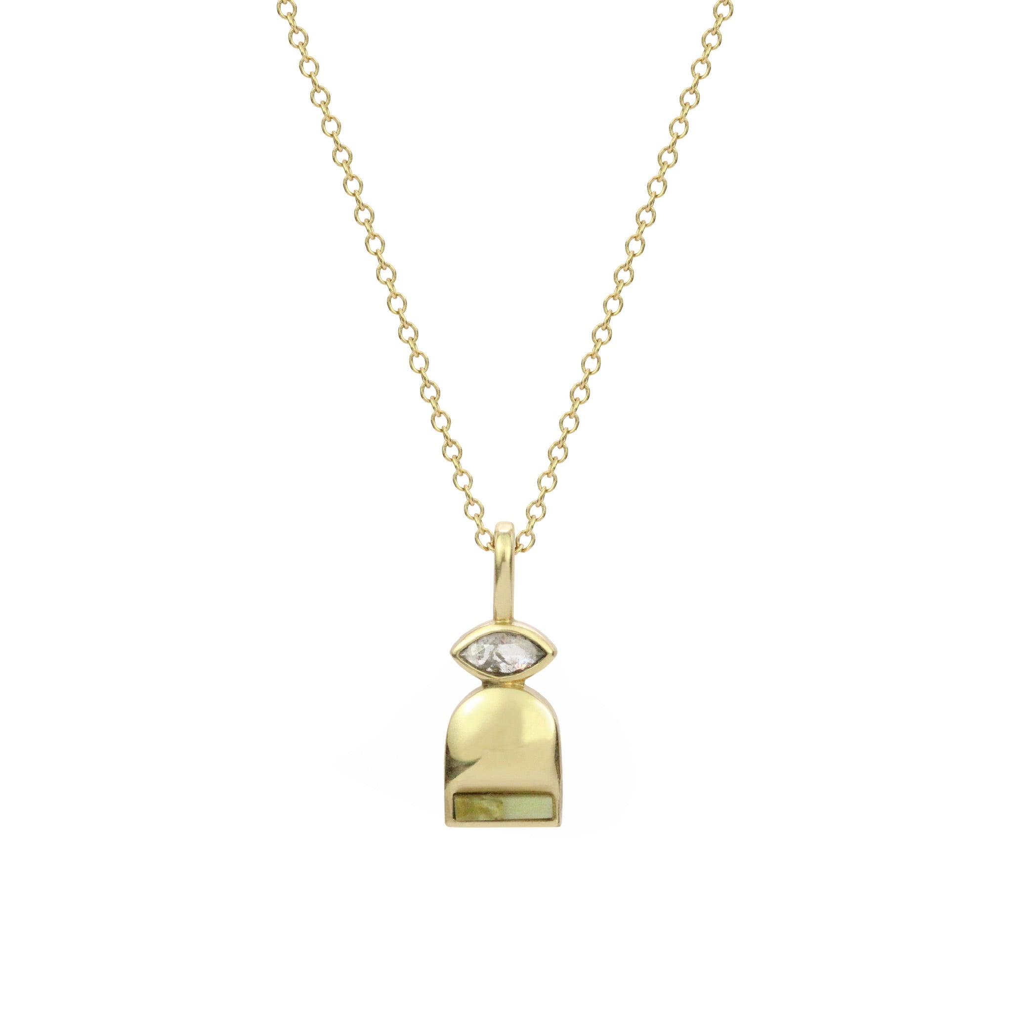 Rhea Inlay Necklace - Salt and Pepper, Serpantine, Jasper (Yellow)