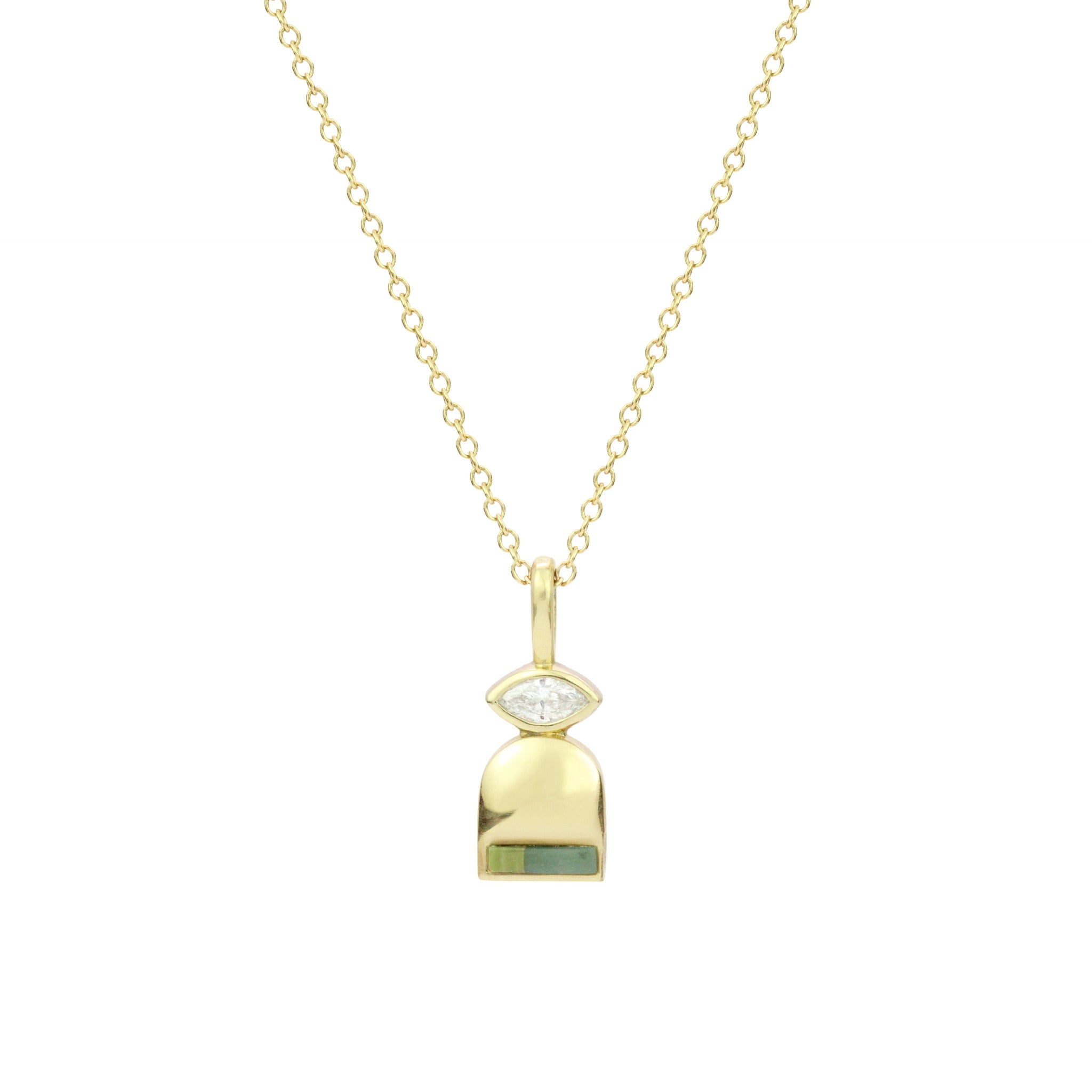 Rhea Inlay Necklace - White Diamond, Larsonite Jasper (B/G)