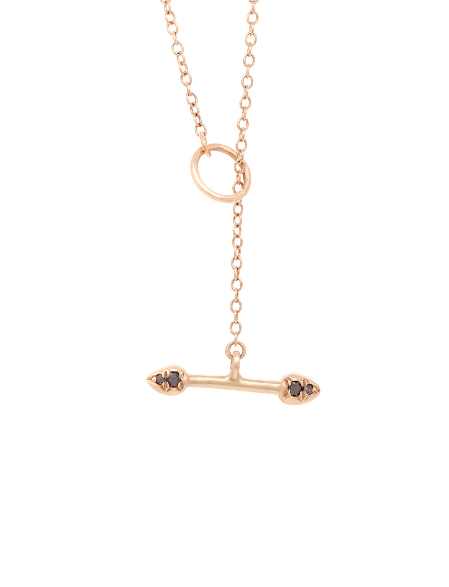 Aziza Lariat Black Diamond Necklace 10Ky