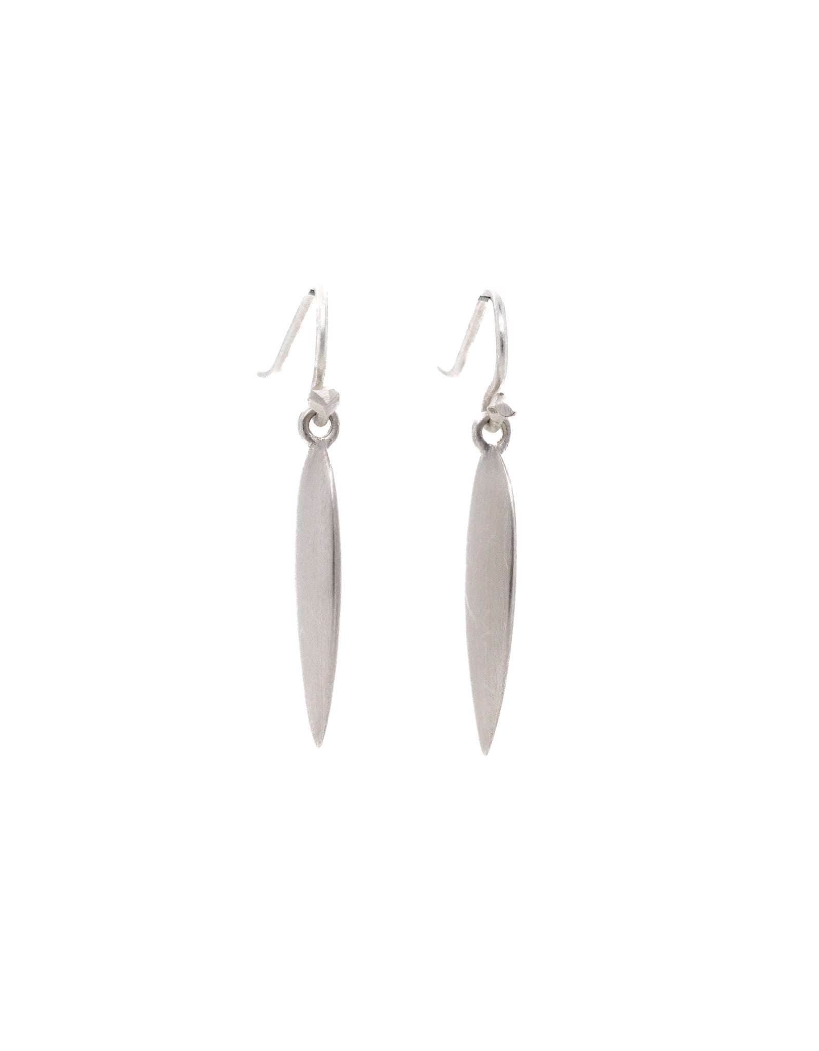Slim Long Ravan Drop Earrings Silver