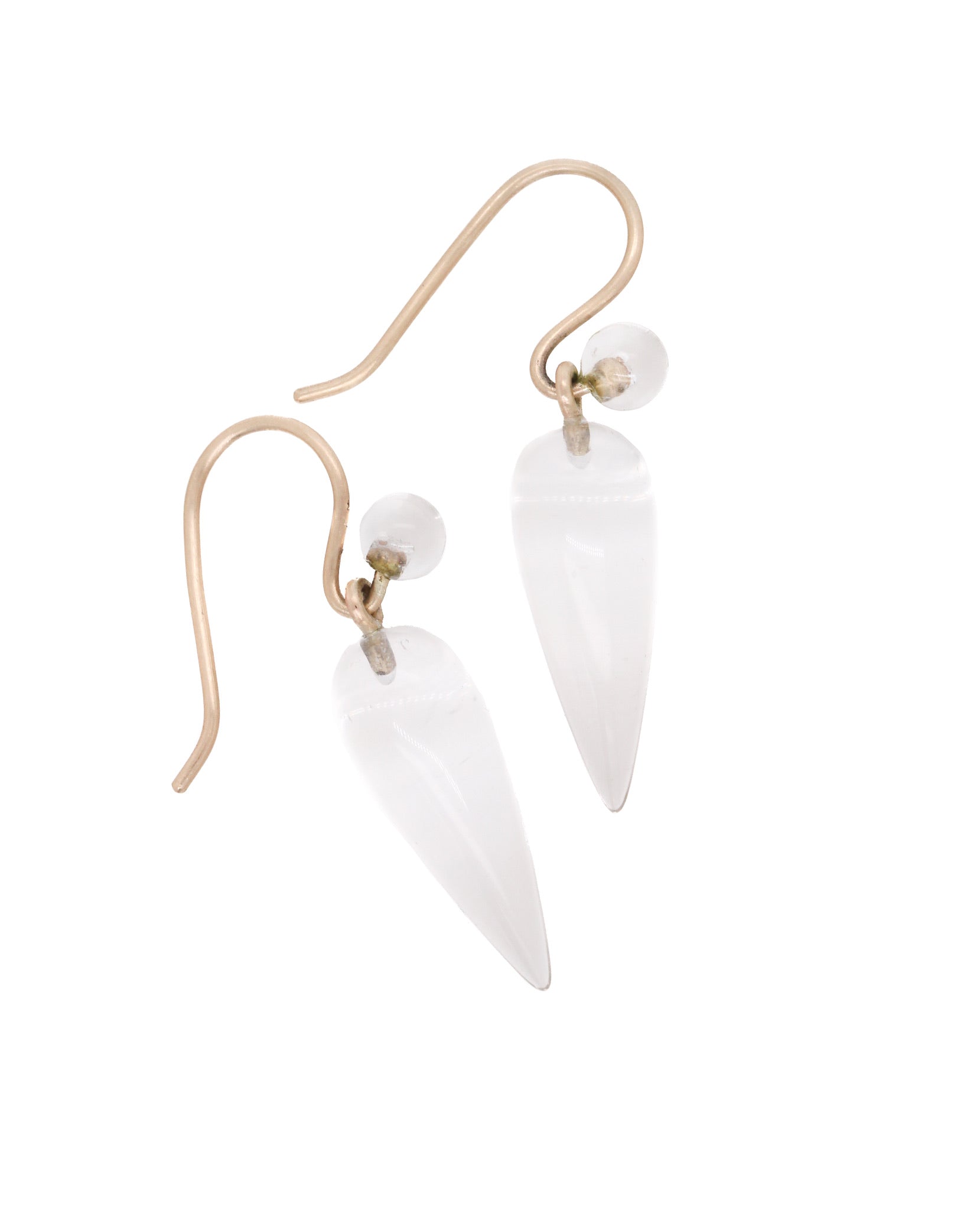Chan Rock Crystal Tear Earrings 10K