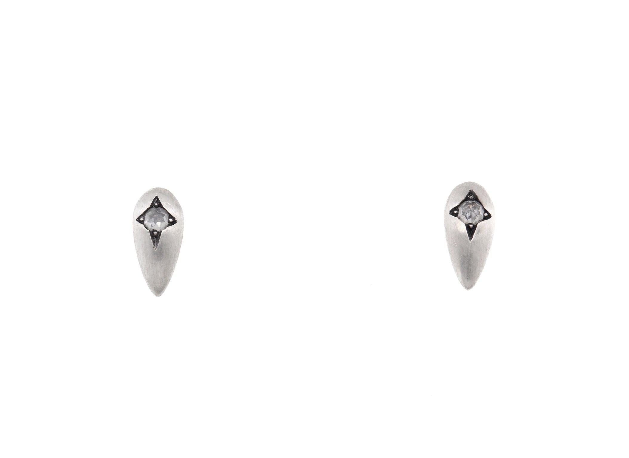 Inina Rose Cut Grey Diamond Studs Silver