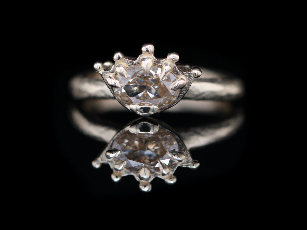 1.02 Carat Oval Champagne Diamond Crown Ring