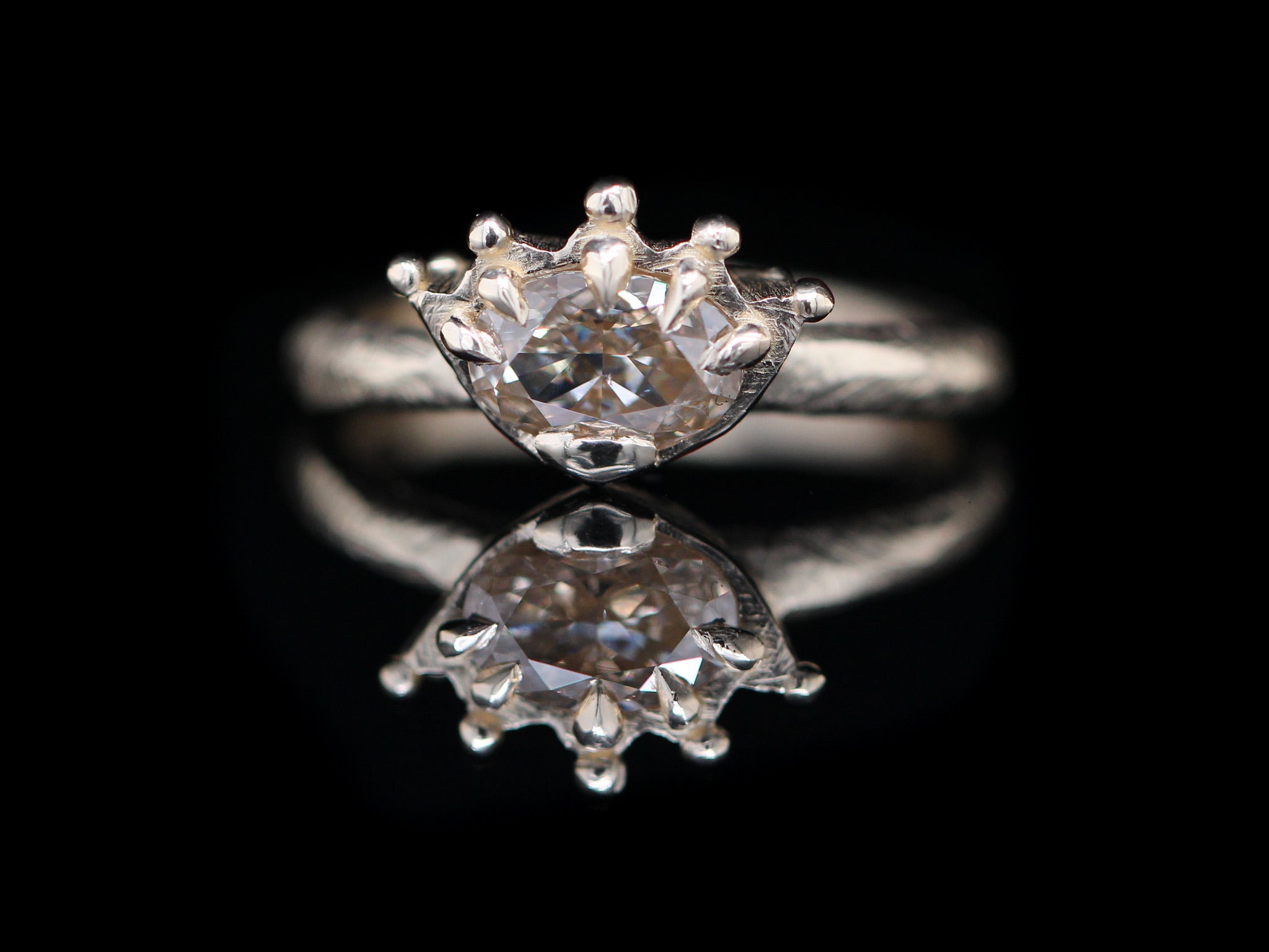 1.02 Carat Oval Champagne Diamond Crown Ring